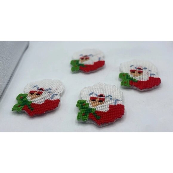 Christmas Plastic Canvas Coasters Set of 4 with Holder Mug Cup Kitsch Retro - Picture 11 of 14